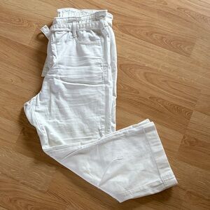 J. Crew Classic White Wide Leg Ankle Length Pants with belt